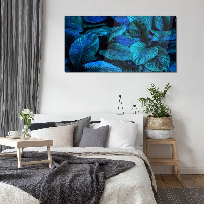 Green paradise in shades of blue Wall art on glass