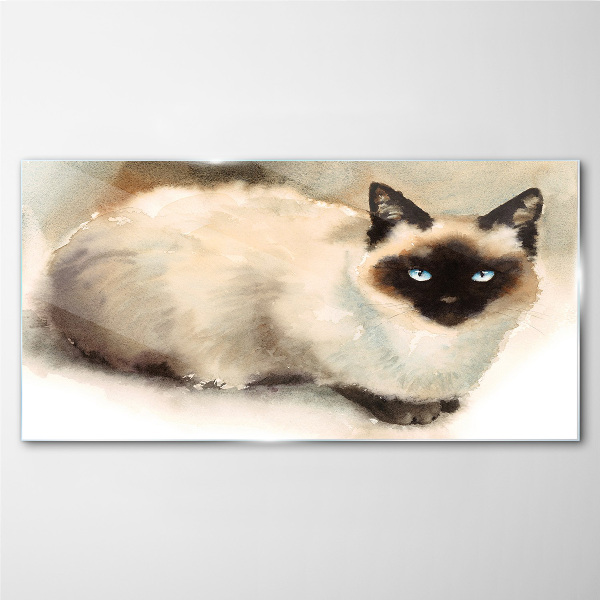 Siamese Cat in Soft Watercolors Glass art print