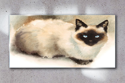 Siamese Cat in Soft Watercolors Glass art print