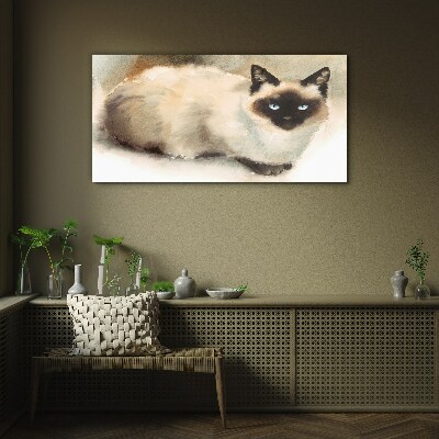 Siamese Cat in Soft Watercolors Glass art print