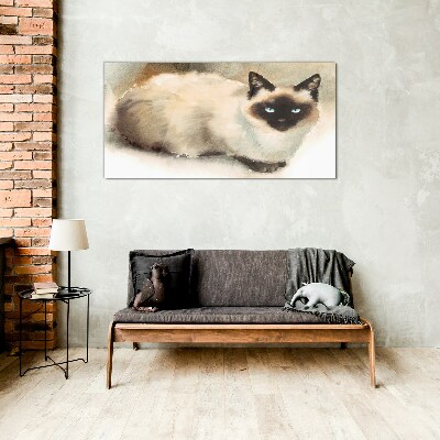 Siamese Cat in Soft Watercolors Glass art print