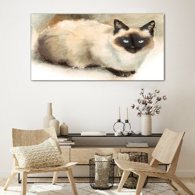 Siamese Cat in Soft Watercolors Glass art print