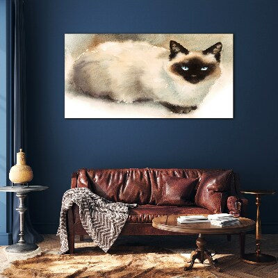 Siamese Cat in Soft Watercolors Glass art print