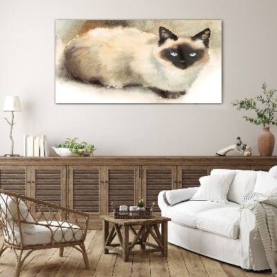 Siamese Cat in Soft Watercolors Glass art print