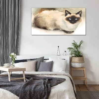 Siamese Cat in Soft Watercolors Glass art print