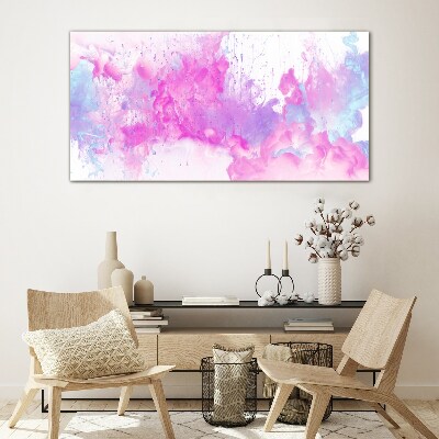 Pink water explosions Wall art on glass