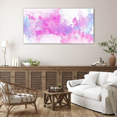 Pink water explosions Wall art on glass