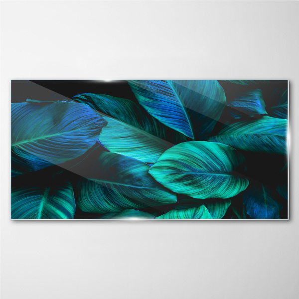 Green leaves in deep shade Wall art on glass