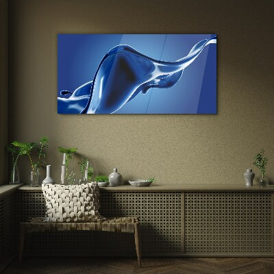 Blue light wave Glass art print