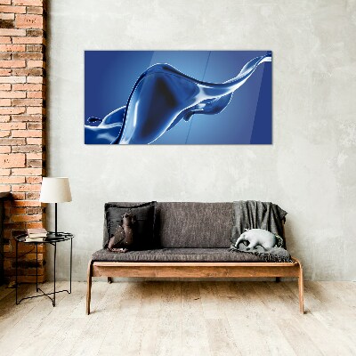Blue light wave Glass art print