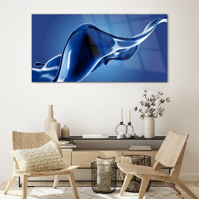 Blue light wave Glass art print
