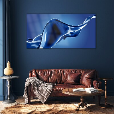 Blue light wave Glass art print