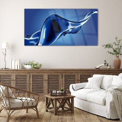 Blue light wave Glass art print