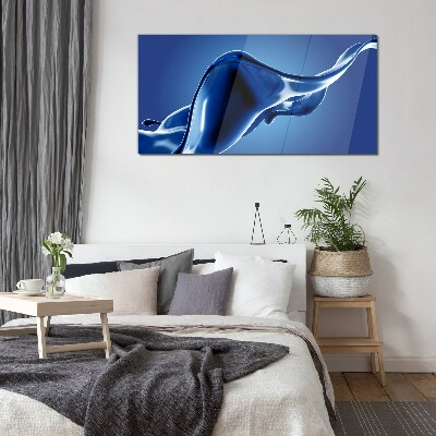 Blue light wave Glass art print