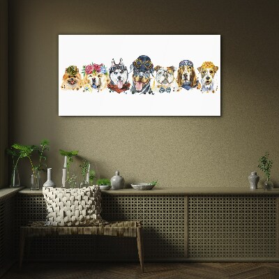 Dogs in fashionable accessories Glass art print