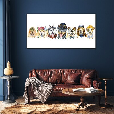 Dogs in fashionable accessories Glass art print