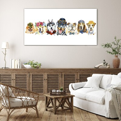 Dogs in fashionable accessories Glass art print