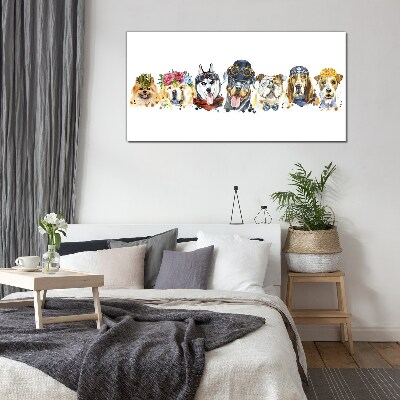 Dogs in fashionable accessories Glass art print