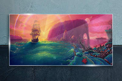 A magical journey through a colorful ocean Wall art on glass