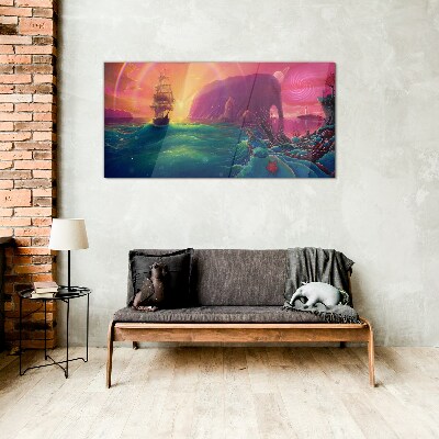 A magical journey through a colorful ocean Wall art on glass