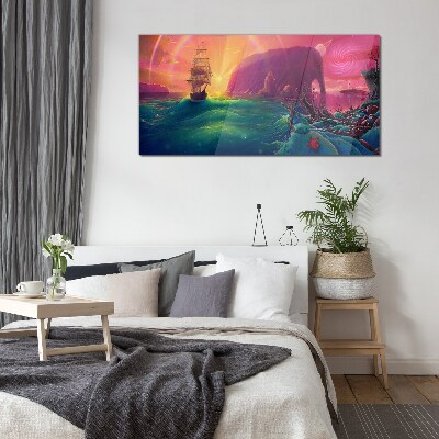 A magical journey through a colorful ocean Wall art on glass