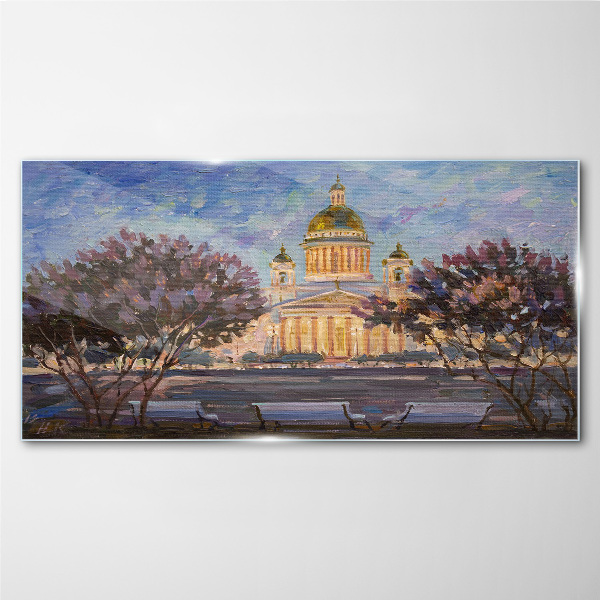 The Cathedral in the glow of the setting sun Glass art print