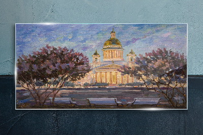 The Cathedral in the glow of the setting sun Glass art print