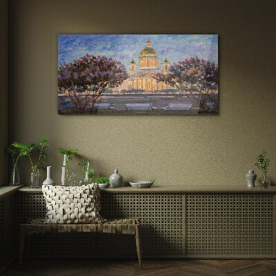 The Cathedral in the glow of the setting sun Glass art print