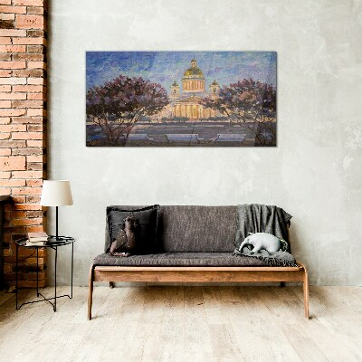 The Cathedral in the glow of the setting sun Glass art print