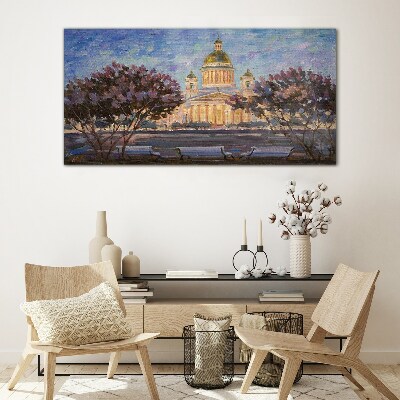 The Cathedral in the glow of the setting sun Glass art print