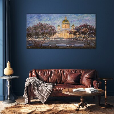 The Cathedral in the glow of the setting sun Glass art print