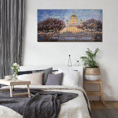 The Cathedral in the glow of the setting sun Glass art print