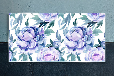 Floral landscape in shades of purple Wall art on glass
