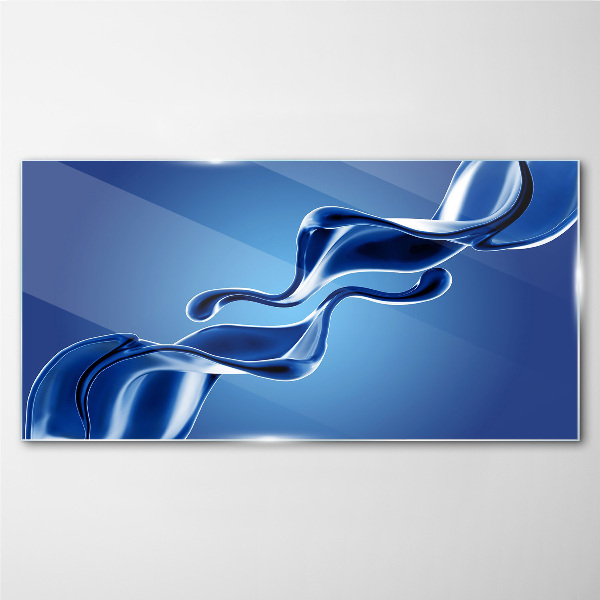 Waves of blue glass Wall art on glass