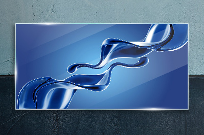 Waves of blue glass Wall art on glass