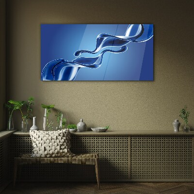 Waves of blue glass Wall art on glass