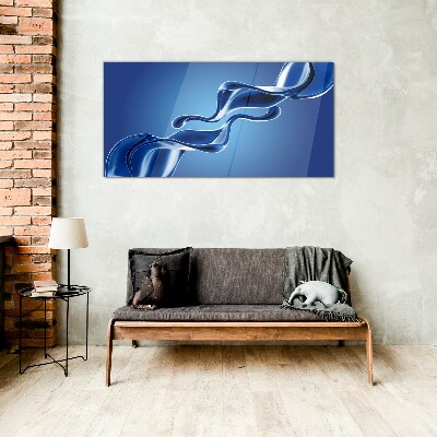 Waves of blue glass Wall art on glass