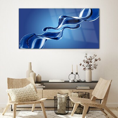 Waves of blue glass Wall art on glass