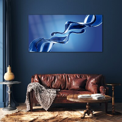 Waves of blue glass Wall art on glass
