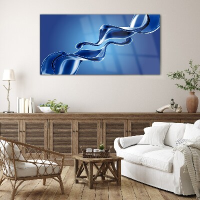Waves of blue glass Wall art on glass