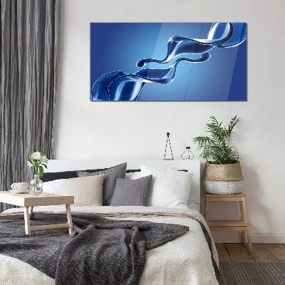 Waves of blue glass Wall art on glass