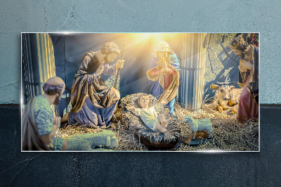 Scene of the Nativity of Jesus Glass art print