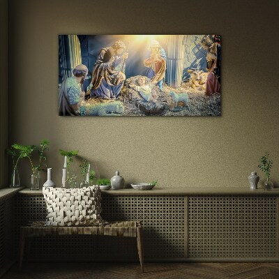 Scene of the Nativity of Jesus Glass art print