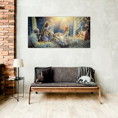 Scene of the Nativity of Jesus Glass art print