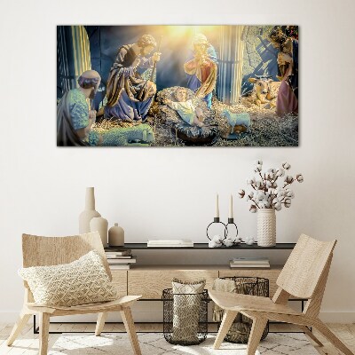 Scene of the Nativity of Jesus Glass art print