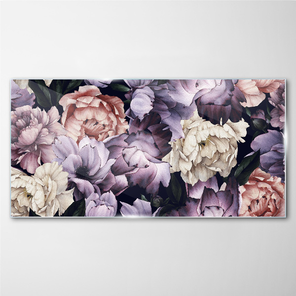 Floral arrangement in pastel shades Glass art print