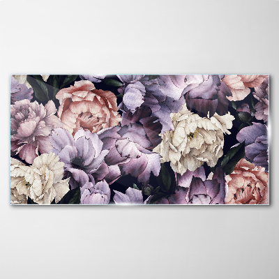 Floral arrangement in pastel shades Glass art print
