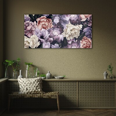Floral arrangement in pastel shades Glass art print