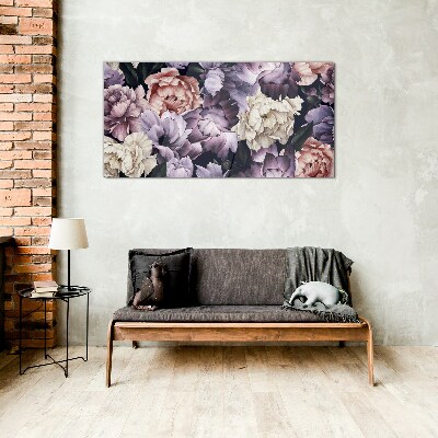 Floral arrangement in pastel shades Glass art print