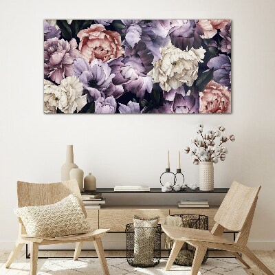 Floral arrangement in pastel shades Glass art print